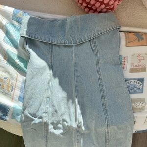 Meshki Light Blue Denim Tube Top Dress